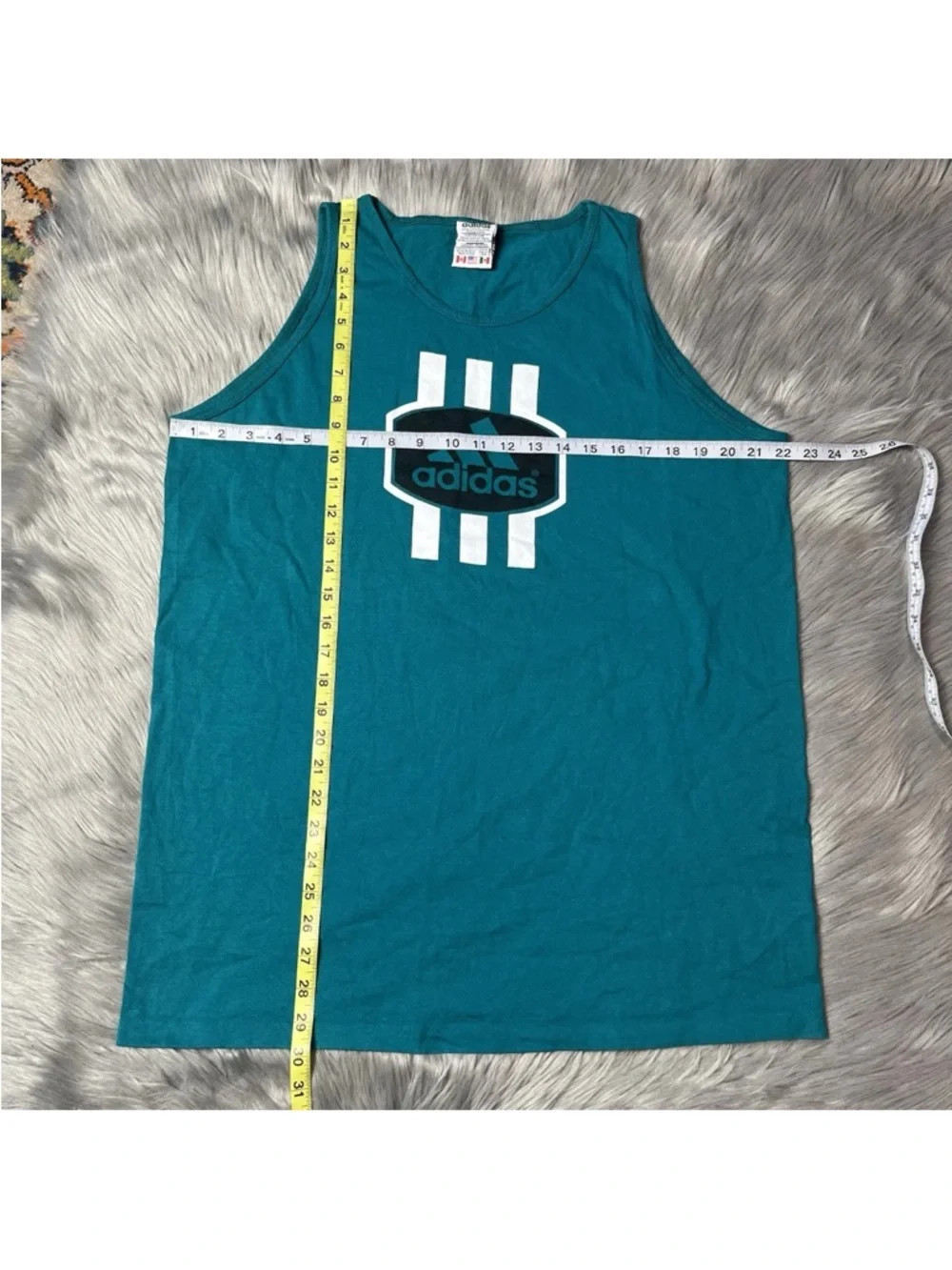Vintage 90s Adidas Made USA Teal Turquoise Tank Top